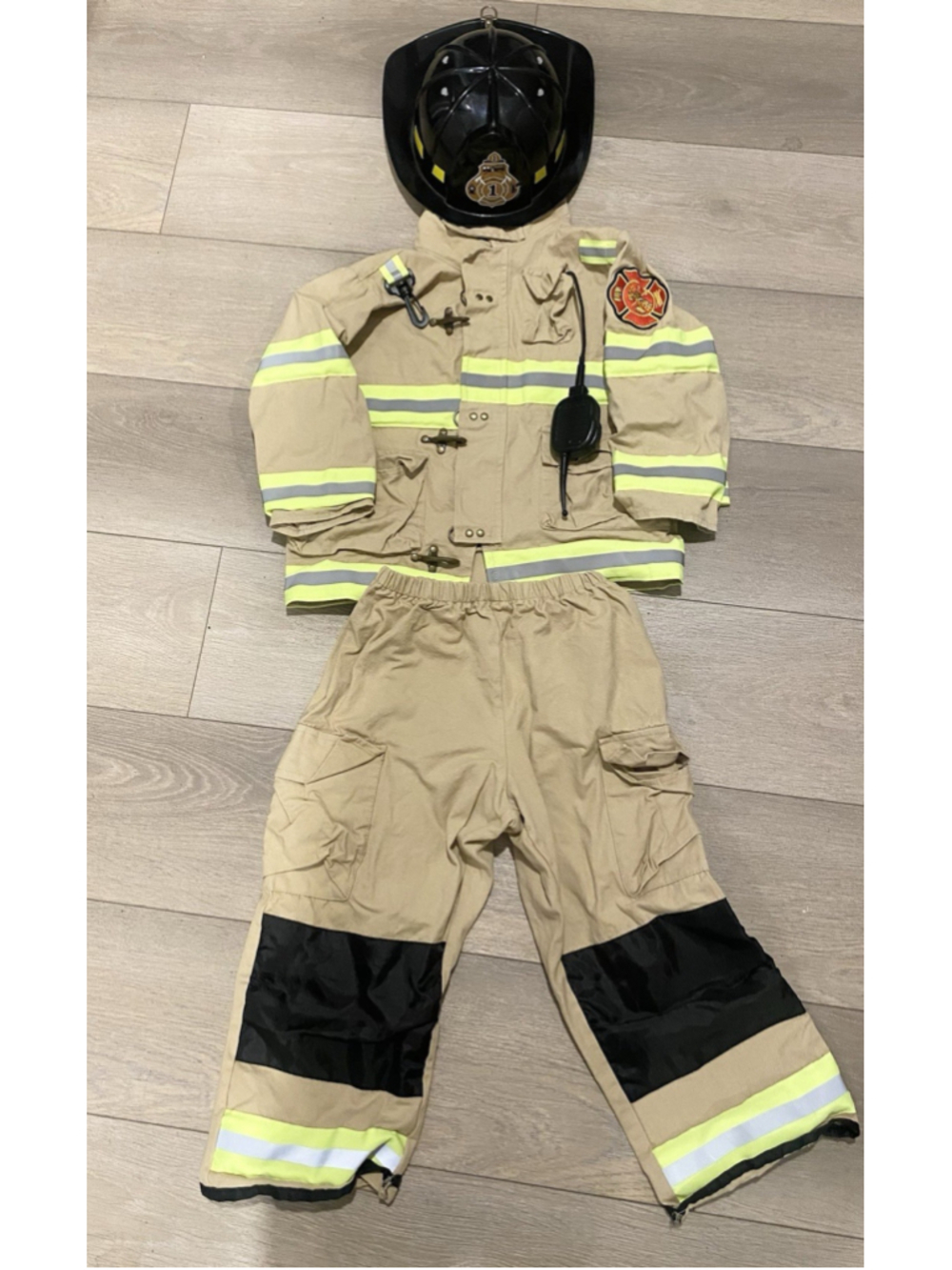 Kids Firefighter Costume Size 5-6 Teetot Complete Helmet Radio Reflective